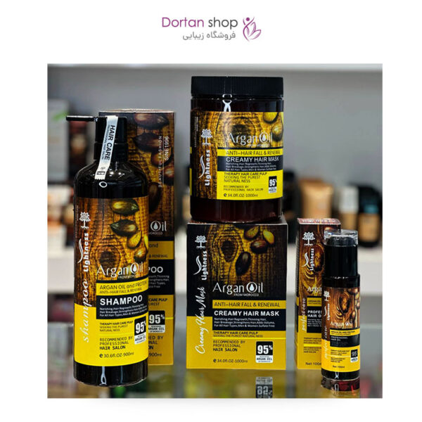 پک 3 عددی تقویت مو شامل شامپو و ماسک مو و روغن آرگان بدون سولفات